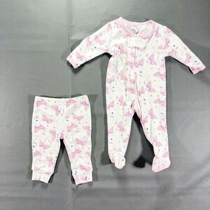 The peanutshell Babygirl 2 Piece Set Full Zip One Piece Pajama And Pants 0-3m